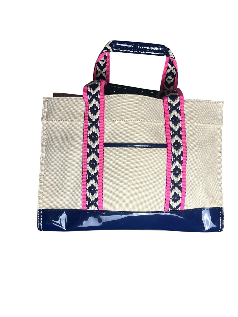 Tory Burch Cream Pink Canvas Tote Bag - Picture 2 of 7